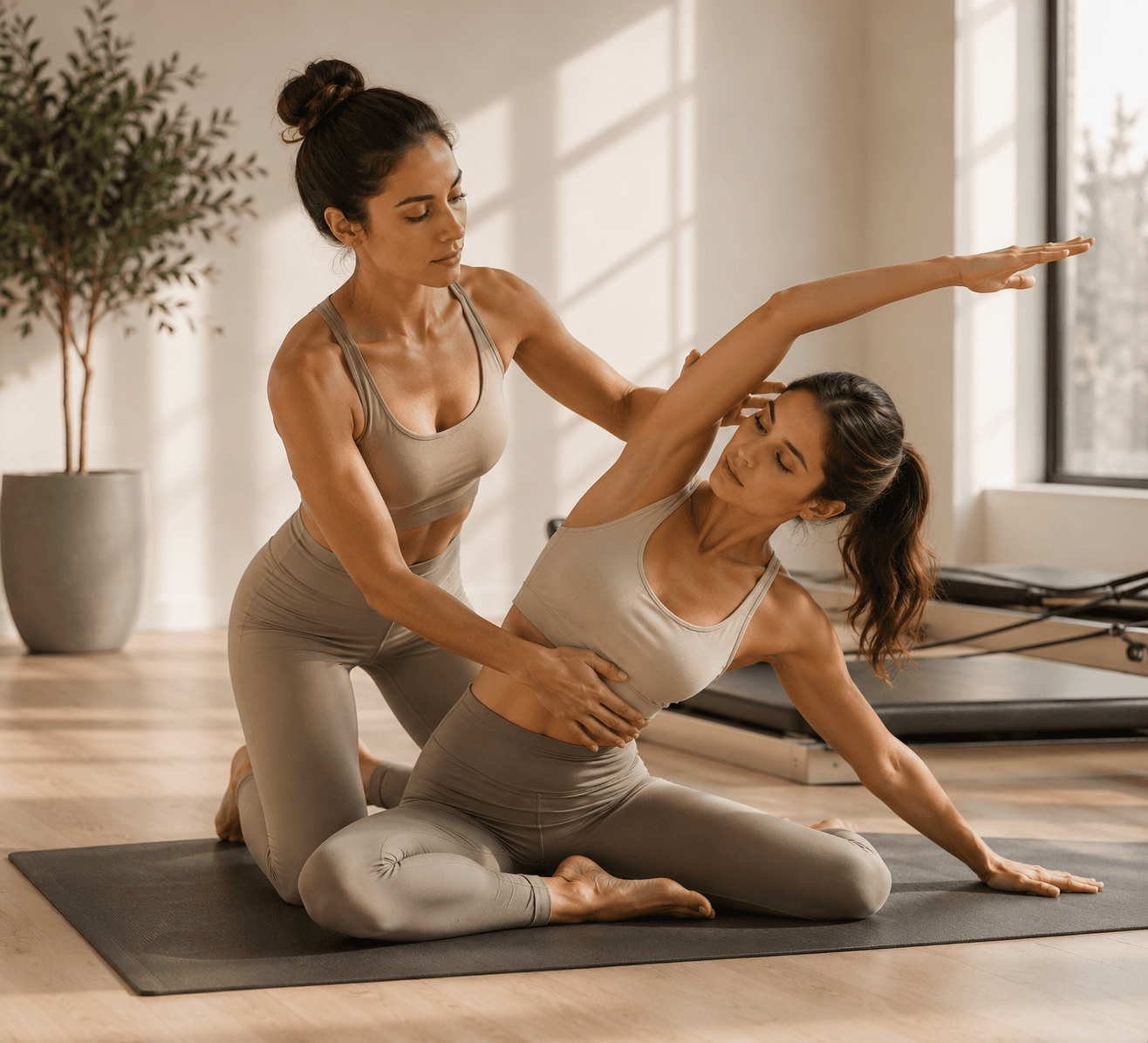 Aula de pilates com aparelhos